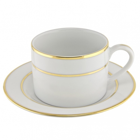 Gold Double Line Can Cup/Saucer