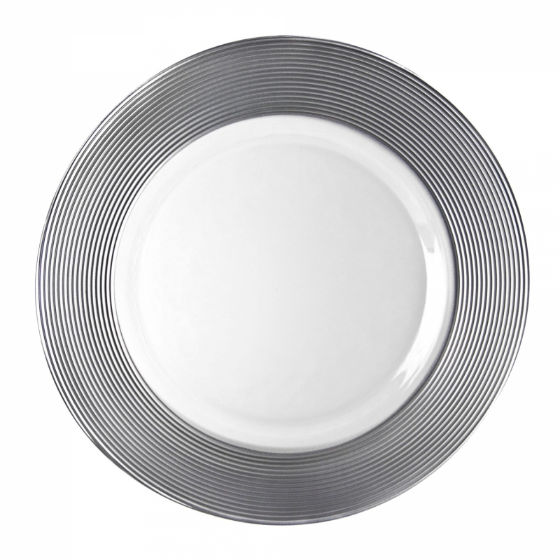 Saturn Silver Glass Charger Plate - Miami Restaurant Supplies