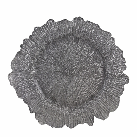 Sponge Silver Glass Charger Plate