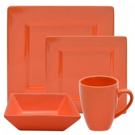 Nova Orange 16 Pc Sq Dinner Set