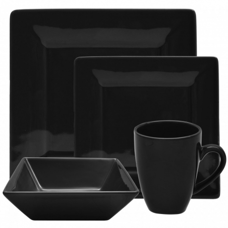 Nova Black 16 Pc Sq Dinner Set